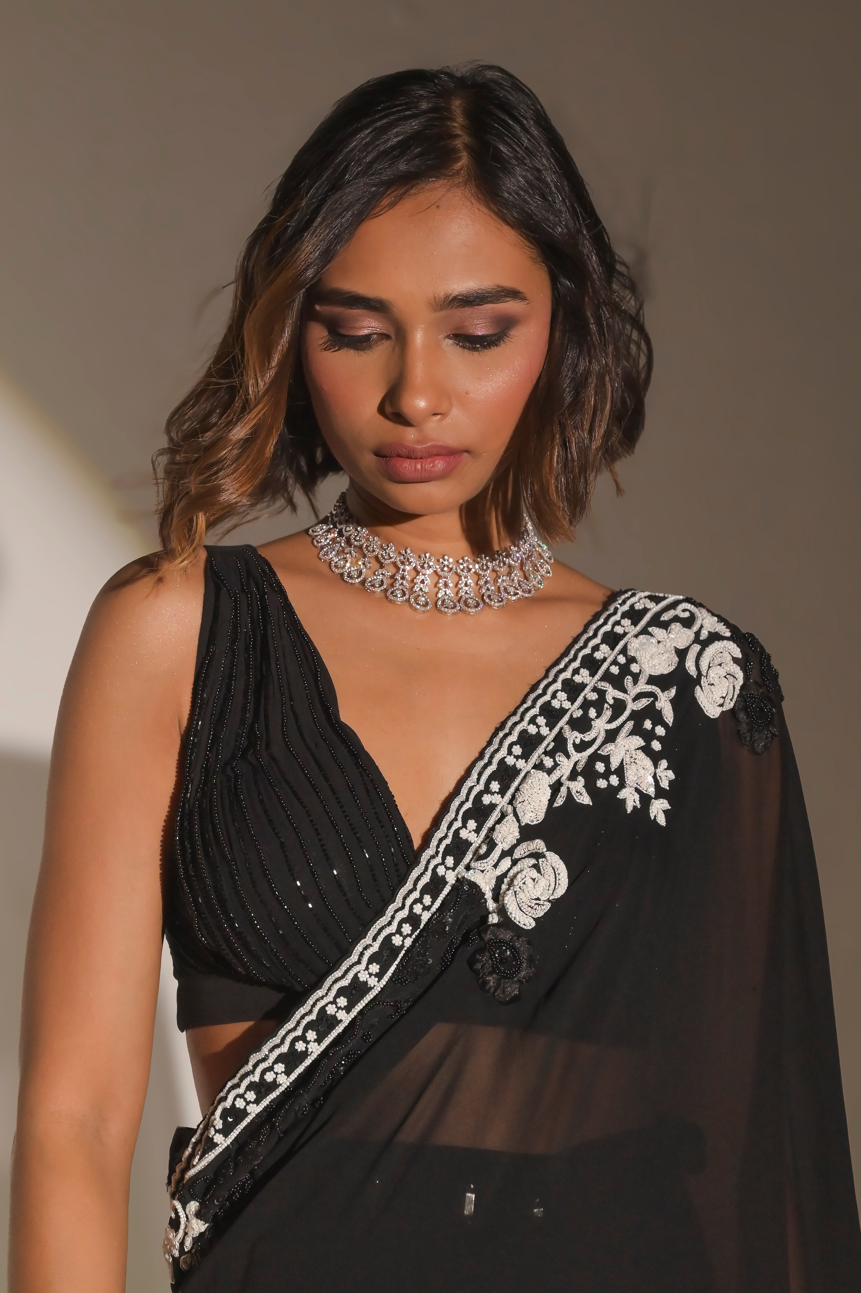 Black Embroidered Saree